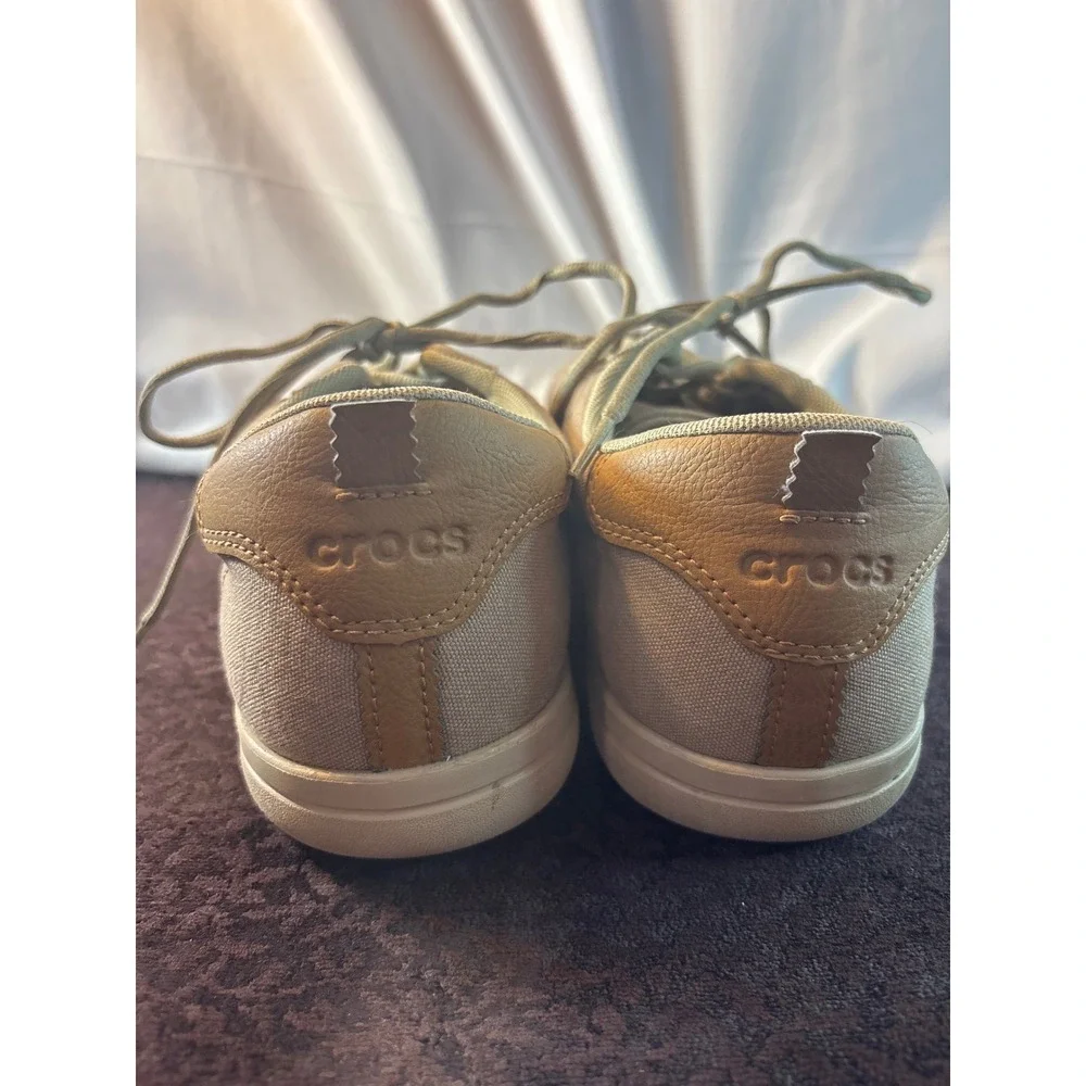 Crocs Citilane Roka Mens Khaki Tan Canvas Lace Up Sneakers 203962 Size 12